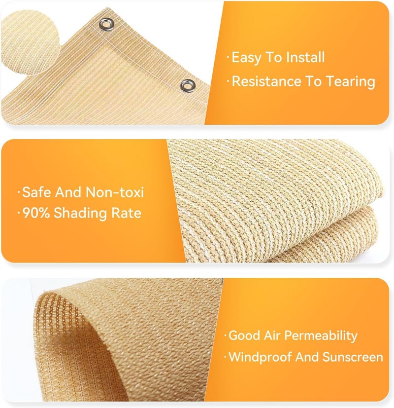 xihakey قماش ظل الشمس 90%، غطاء ظل برغولا 12X20 قدم، حلقات معززة، قماش ظل محمي من الأشعة فوق البنفسجية، شاشة خصوصية مثالية للبرغولا، الفناء، الحديقة، الشرفة، السطح وحدائق الفناء الخلفي. - Image 4